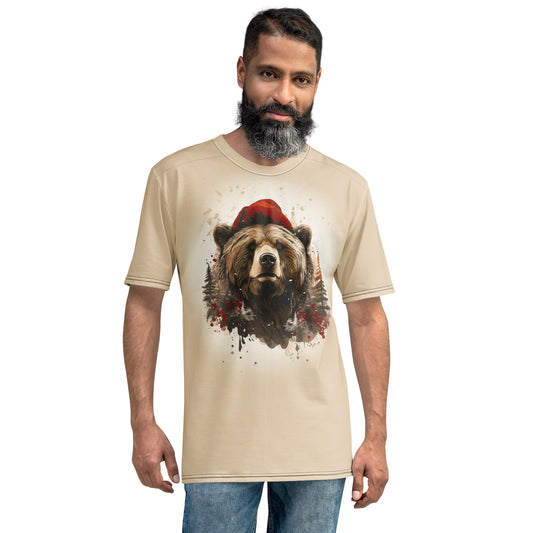 Christmas Bear All Over Print Men's T-Shirt Champagne