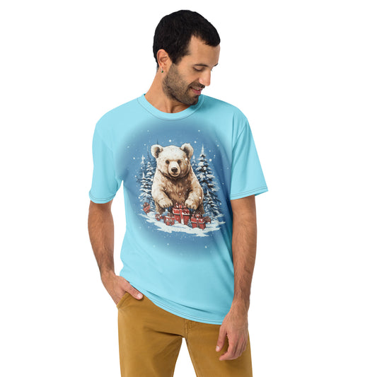 Christmas Cub All Over Print Men's T-Shirt Blizzard Blue