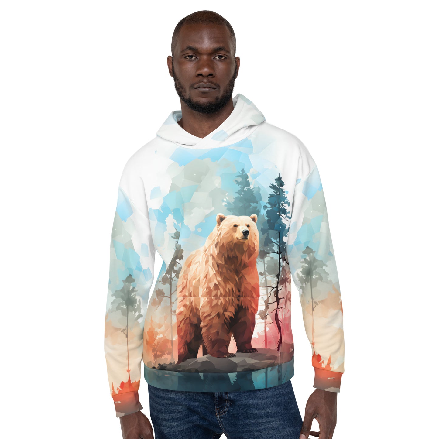 Watercolor Bear All Over Print Unisex Hoodie